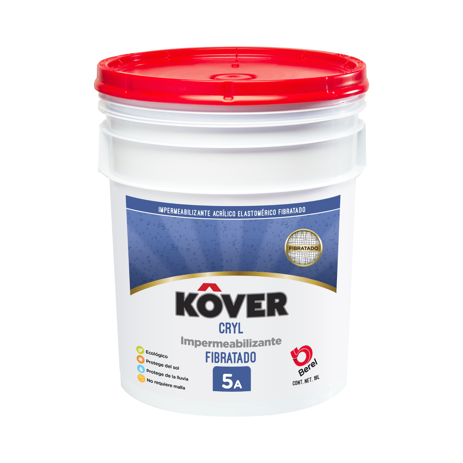 Impermeabilizante Cryl 5 Años Blanco 19 L FIBRATADO 4423 KOVER BEREL*