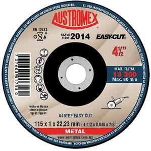 Disco Corte Metal 4-1/2" X 0.40" X 7/8" EASy-CUT AUSTROMEX 2014