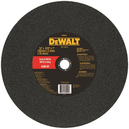 Disco de Corte Abrasivo 14" Grano 30 para Corte Metal DEWALT DW0014
