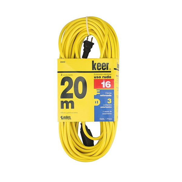 Extensión Eléctrica Uso Rudo 20 Mts KEER 2442 Ferretera la Fama