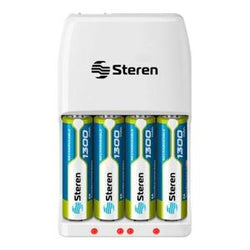 CARGADOR STEREN CRG-100  4 PILAS  AA  Y 4 PILAS  AAA   (INCLUYE PILAS )