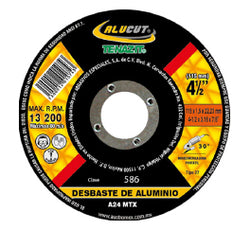 DISCO DESBASTE NO FERROSOS 4-1/2" X 3/16" X 7/8" A24 MTX ALU-CUT TENAZIT (586)