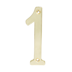Numero Slim  1  Laton Brillante De  4" LOCK (L6801LB)