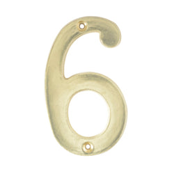 Numero Slim  6  Laton Brillante De  4" LOCK (L6806LB)