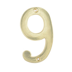 Numero Slim  9  Laton Brillante De  4" LOCK L6809LB)