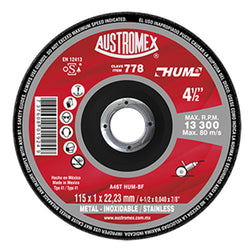 DISCO CORTE METAL E INOX. 4 1/2" X 3/64" X 7/8" HUM AUSTROMEX (778)  SUPER DELGADO
