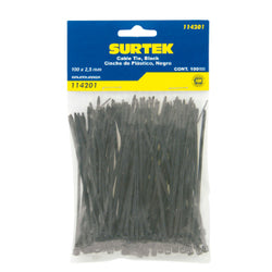 Cincho Plastico De  100 X 2.5 mm Negro 100 Pzas SURTEK (114201)