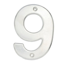 Numero Numero 9 Cromo Satinado Bold 4" LOCK (L609C)