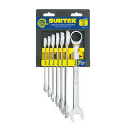 Llaves Combinadas Juego 7 Pzas 12 Ptas Matraca Metrica  SURTEK (100569)