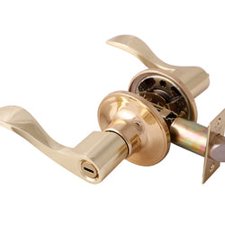 CERRADURA DE MANIJA RANURA-BOTON ROYAL S/LLAVE LATON BRILLANTE (CAJA) DEXTER (5816)