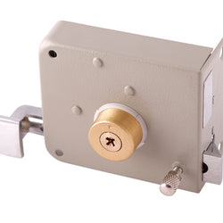 CERRADURA DE SOBREPONER PRE-ARMADA ALTA SEGURIDAD TETRA IZQUIERDA GRIS (CAJA) DEXTER (6757)