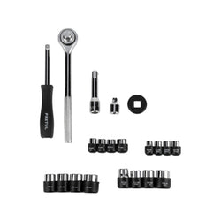 DADOS JUEGO 1/4" A 5/8" 25 PZAS MILIMETRICO Y ESTANDAR PRETUL (JUDA-25P)  (21162)