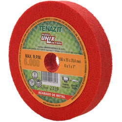 RUEDA DE FIBRA 6" X 1" X 1" G-180 ROJA PARA REBABEO Y ACABADO TENAZIT UNIX (2339)