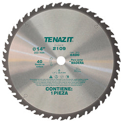 SIERRA PARA MADERA DE CARBURO DE 14" C/40 DIENTES TENAZIT (2109)