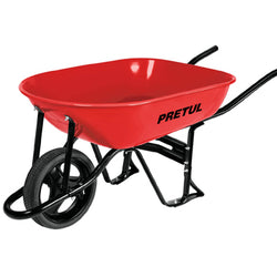 CARRETILLA 5.5 PIES CUBICOS IMPONCHABLE ROJA BASTIDOR BIPARTIDO PRETUL (CAP-5FB) (20630)