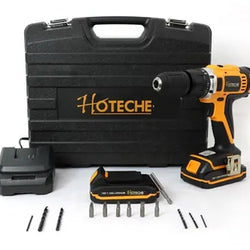 TALADRO INALÁMBRICO DE LITIO CON ACCESORIOS Y MALETIN 1/2 20V 1400RPM HOTECHE (P800105A)