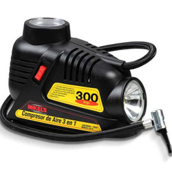 MINI COMPRESOR DE AIRE 12 V 3 EN 1 (300 PSI) MIKELS (CA-31)