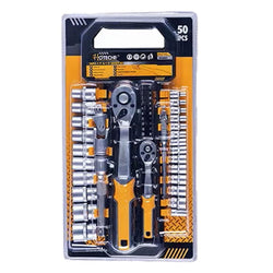 JGO. DE DADOS Y MATRACA  50PZS. 1/2" & 1/4" HOTECHE (202002)