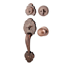 CERRADURA ANGRA P/PUERTA PRINCIPAL GATILLO-PERILLA LATON ANTIGUO LLAVE/MARIPOSA (CAJA) KOVAC (RAN05)