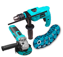 KIT ROTOMARTILLO 1/2 650W + ESMERILADORA 41/2 710W + 5 DISCOS ENERGY (IDAG5D)