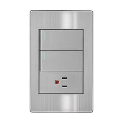 ARTEFACTO CON 2 APAGADORE ESCALERA Y 1 CONTACTO GRIS  (APL-106) ARLITE