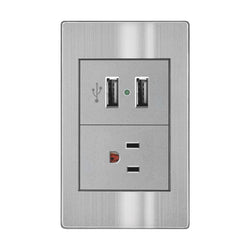 ARTEFACTO CON 1 CONTACTO Y 2 USB GRIS  (APL-107) ARLITE