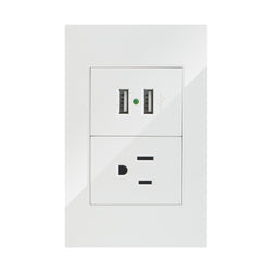 ARTEFACTO CON 1 CONTACTO Y 2 USB BLANCO (APL-207) ARLITE