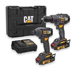 KIT DE ROTOMARTILLO+ LLAVE IMPACTO 18V 2-BATERIAS S/CARBONES CAT (DX12K)