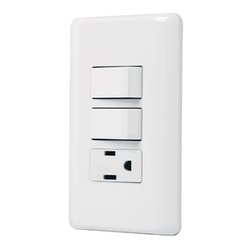 PLACA ARMADA CONTACTO Y 2 INTERRUPTORES SENCILLOS,  VOLTECK (PA-APCO-B2) (25081)