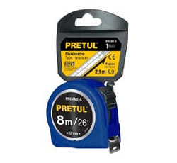 FLEXÓMETRO AZUL 8M CINTA 25 MM PRETUL (29998) (PRO-8ME-A)