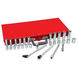 Juego de Dados y Accesorios Cuadro de 3/8" Métrico, 30 Piezas URREA (52222)