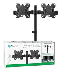 SOPORTE DE ESCRITORIO PARA 2 MONITORES 32", HASTA 8KG, NEGRO S/P (STV-215)