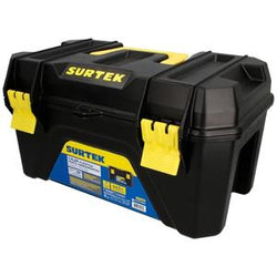 CAJA PORTAHERRAMIENTAS PLÁSTICA CON BROCHES PLÁSTICOS Y CHAROLA 19" X 10.5" X 10" SURTEK (CPS19P)