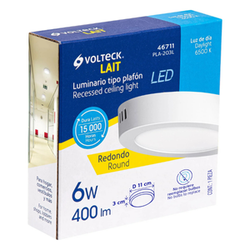 LUMINARIO BLANCO DE LED 6 W REDONDO TIPO PLAFÓN LUZ DE DÍA VOLTECK (46711)(PLA-203L)
