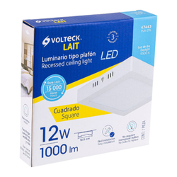 LUMINARIO LED CUADRADO TIPO PLAFÓN 12 W, BLANCO, LUZ DE DÍA VOLTECK (PLA-211L)(47443)
