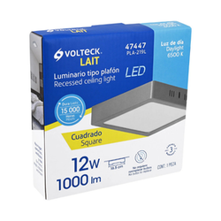 LUMINARIO LED CUADRADO TIPO PLAFÓN 12 W, GRIS, LUZ DE DÍA VOLTECK (PLA-219L)(47447)