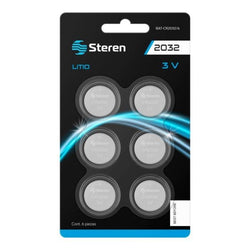 PILA DE LITIO DE BOTON STEREN TIPO "CR2032" (BAT-CR2032/6)