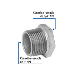 Reduccion Bushing Galvanizada  1"  A  3/4"  AR A09141007