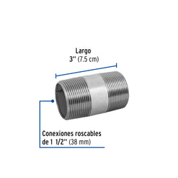 Niple Galvanizado  1 1/2  X  3  AR A011530