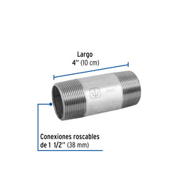 Niple Galvanizado  1 1/2  X  4  AR A011540