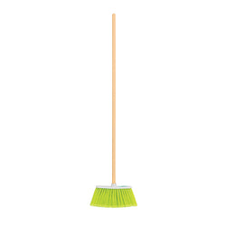 Escoba Mediana Tipo Cepillo, Cerdas De Pvc, Bastón De Madera KLINTEK (ES-200C)(57054)