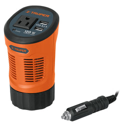 Inversor de Corriente Tipo Vaso con 2 Puertos USB, 120W TRUPER (INCO-120) (15725)