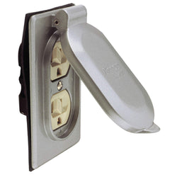 Tapa Con Receptaculo Arrow Hart Duplex Interperie Metalica (M5250WP)