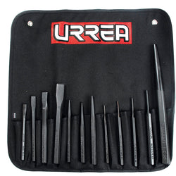 JUEGO DE CINCELES PUNZONES Y BOTADORES 12 PIEZAS URREA (NO.5)