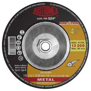 Disco Corte Metal 4-1/2" X 1/8" X 7/8" KREATOR AUSTROMEX 524