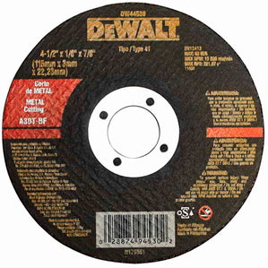 Disco Corte Metal 4 1/2" X 1/8" X 7/8" DEWALT DW44530