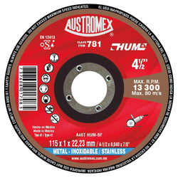 Disco Corte Acero Inox 4-1/2" X 0.04" X 7/8" HUM AUSTROMEX 781