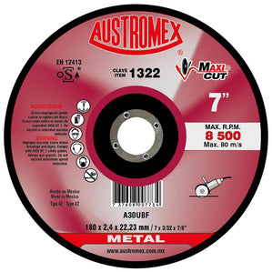 Disco Corte Metal 7" X 3/32" X 7/8" MAX-CUT AUSTROMEX 1322
