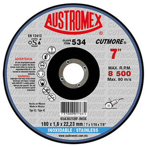 Disco Corte Acero Inox 7" X 1/16" X 7/8" CUTMORE AUSTROMEX 534