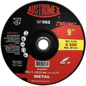 Disco desbaste Metal 9" X 1/4" X 7/8" HUM AUSTROMEX 562
